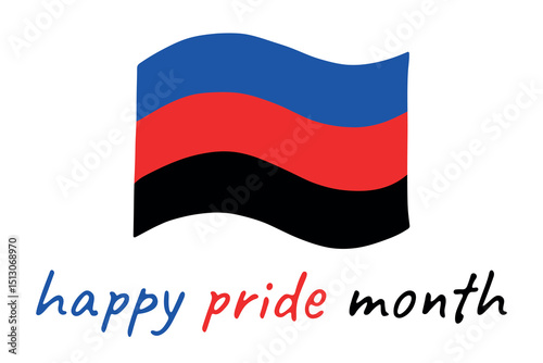 Colorful Polyamory pride flag Happy pride day LGBTQ community Pride Month Vector hand drawn doodle for posters, stickers, logo, cards