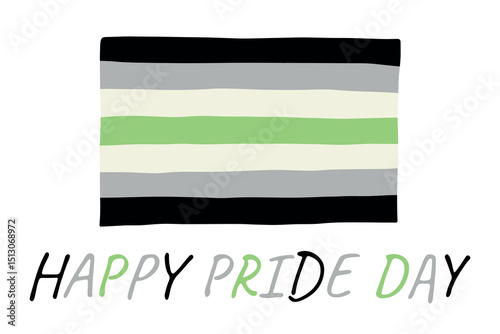 Colorful Agender pride flag Happy pride day LGBTQ community Pride Month Vector hand drawn doodle for posters, stickers, logo, cards