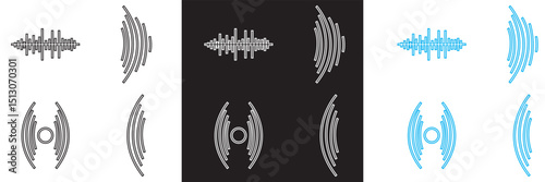 Sound waves  icons set. Vibration, soundwave, audio voice signal, abstract waveform frequency. Vector for websites, mobile interfaces, presentations, banner, visual branding etc. Vector illustration. 