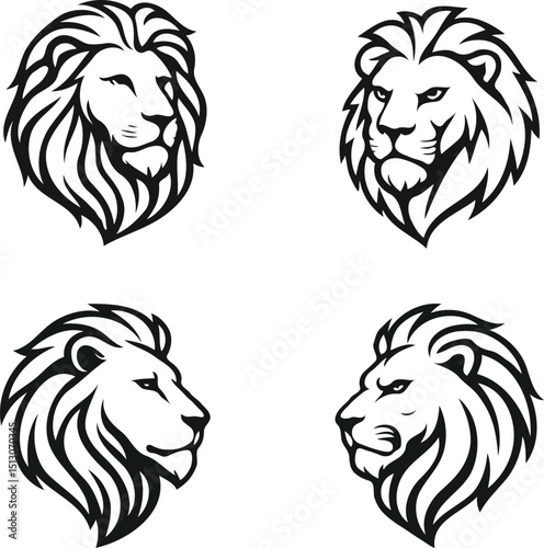 Silhouettes of lion's head