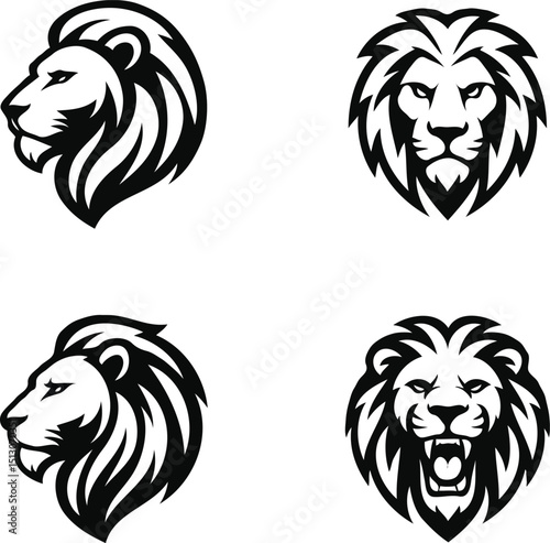 Silhouettes of lion's head