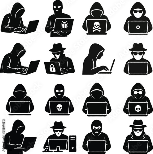 Hacker silhouettes, which represent the threat of cybersecurity 