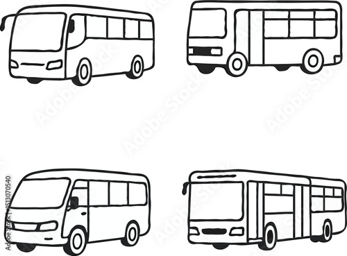 Set of bus vector outline