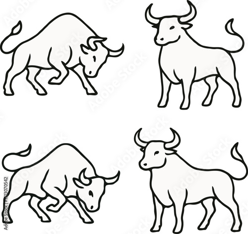 A set of bull outlines