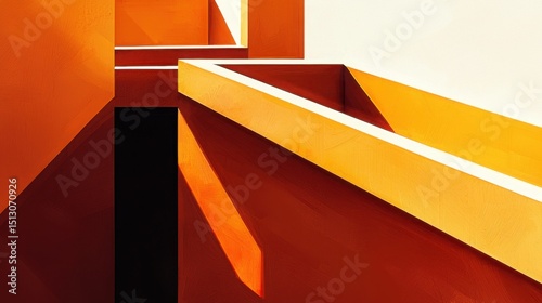 Abstract Geometric Composition with Bold Orange and Yellow Shapes