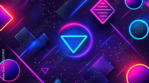 Bright Neon Shapes on Dark Background with Futuristic Vibes
