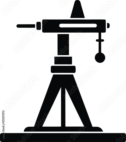 Construction geodetic Silhouette vector illustration on transparent background