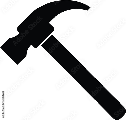 hammer and nail Silhouette vector illustration on transparent background