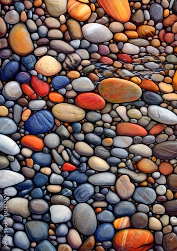 Colorful pebbled beach