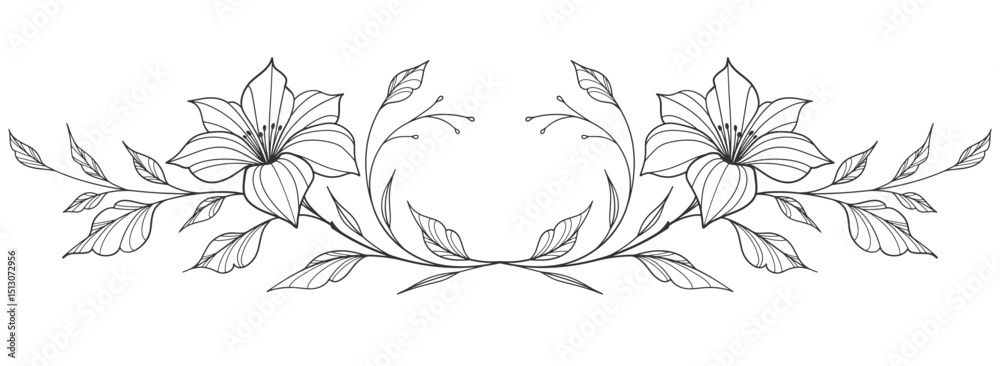 Fototapeta premium Sketch Floral Botany Collection. flower drawings. Black and white with line art on white backgrounds. Hand Drawn Botanical Illustrations.Vector