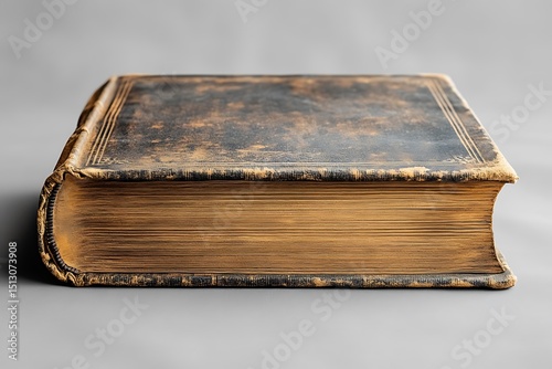 Antique Leather Bound Book Mockup with Worn Cover and Gilded Edges

