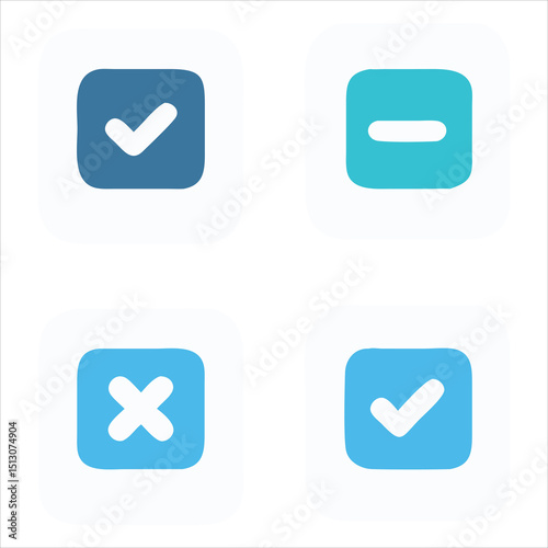 Modern Checkbox Icon Set with Rounded Styles and Hover Effects for Web and UI Design
