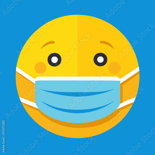 A simple yellow emoji face wearing a medical mask 