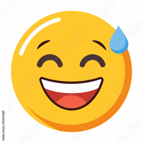 A smiling face emoji with a drop of sweat  conveying relief emotions 