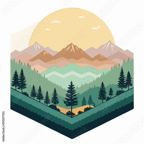 Inviting 3D Landscape Design with Gradient Warm Tones