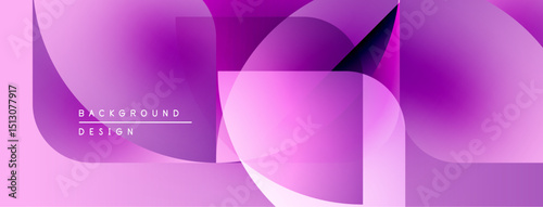 Abstract pink purple design. Overlapping shapes create modern visual texture. Gradient colors offer dynamic composition.
