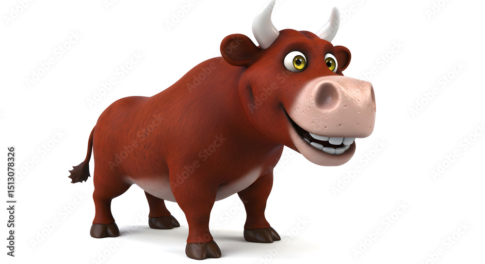 Fototapeta premium Cartoonized bull on white background 