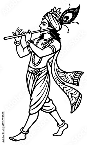 Lord krishna, isolated on white background