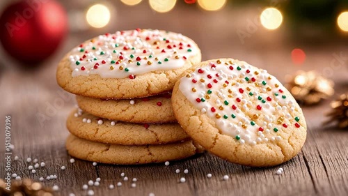 Festive holiday cookies with colorful sprinkles