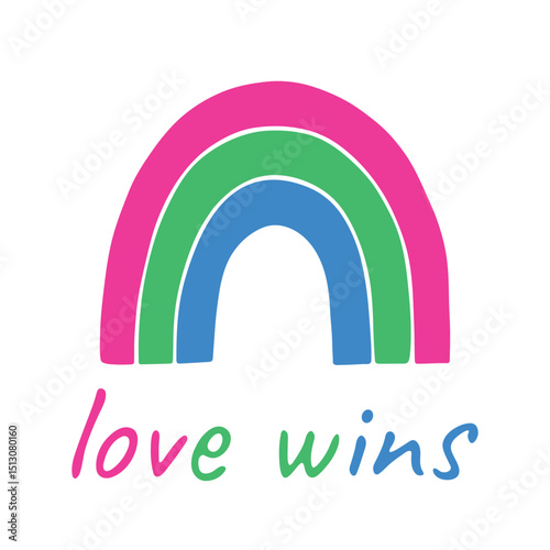 Colorful rainbow shape Polysexual pride flag Happy pride day LGBTQIA community Pride Month Vector hand drawn doodle for posters, stickers, logo, cards