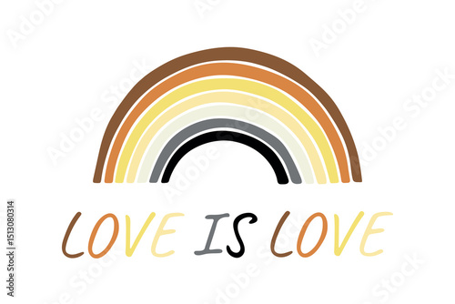 Colorful rainbow shape Bear brotherhood pride flag Happy pride day LGBTQIA community Pride Month Vector hand drawn doodle for posters, stickers, logo, cards