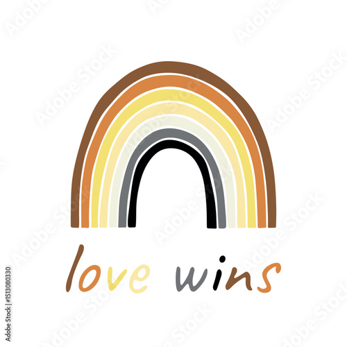 Colorful rainbow shape Bear brotherhood pride flag Happy pride day LGBTQIA community Pride Month Vector hand drawn doodle for posters, stickers, logo, cards