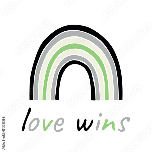 Colorful rainbow shape Agender pride flag Happy pride day LGBTQIA community Pride Month Vector hand drawn doodle for posters, stickers, logo, cards