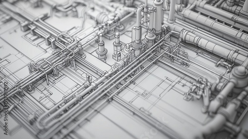 Wallpaper Mural Detailed industrial design showcasing complex piping system in a manufacturing facility with precise engineering features Torontodigital.ca