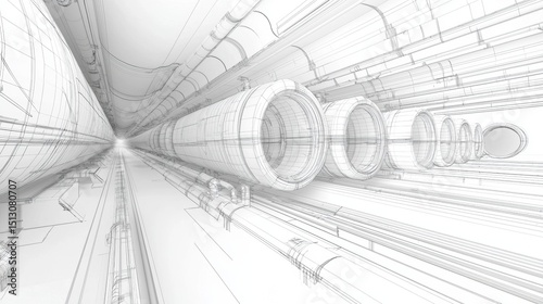 Wallpaper Mural Complex network of pipes and tunnels in a future industrial setting showcasing advanced engineering Torontodigital.ca