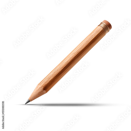 A transparent PNG of a wooden pencil with a sharp tip, isolated on a white background. The pencil is angled slightly, perfect for office or education mockups