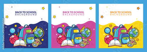 Back to school poster template background vector illustration