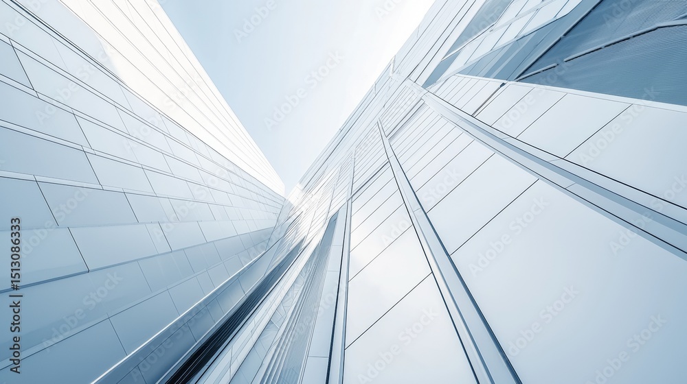 Tall glass building reflecting sunlight against a clear sky in an urban setting during daytime Tall glass building reflecting sunlight against a clear sky in an urban setting during daytime