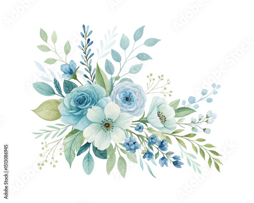Artistic bouquet of colorful watercolor flowers on a transparent background ideal for versatile use in graphic design, wedding invitations, cards, and digital prints