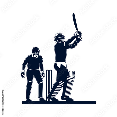 A Cricket player are trying to score runs by hitting the ball with the bat Vector Design Illustration