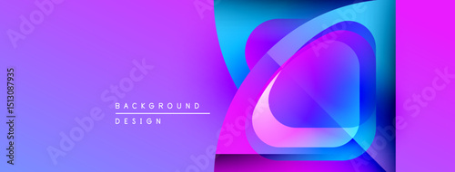 Abstract vibrant layers create dynamic visual effect. Gradient colors blend, forming modern background design. Smooth shapes overlap.