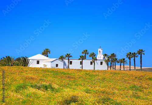 Church near village Ye, Island Lanzarote, Canary Islands, Spain, Europe.