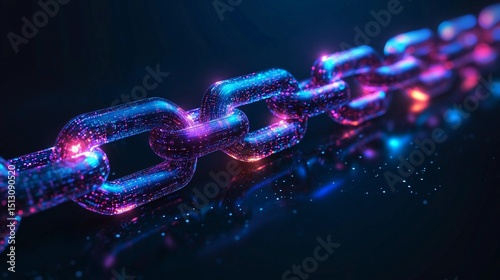 Glowing Digital Chain in Neon Light