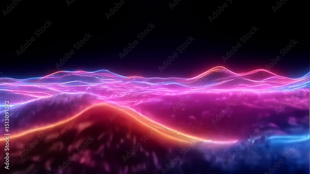 Neon Wave Terrain Abstract Art Motion Graphics Neon Wave Terrain Abstract Art Motion Graphics