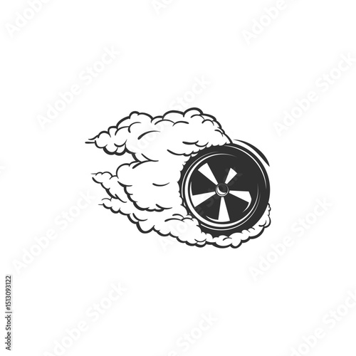 Racing car Tire burnout Icon flat vector design