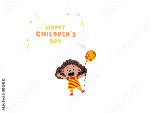 Girl with a balloon and congratulatory text