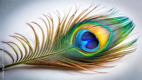 Low Light Peacock Feather Photography, Floating Feather, White Background, Dark Feather, Elegant Feather, Bird Feather, Nature Photography, Macro Photography