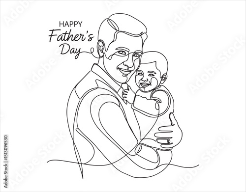 Vector art of a Father’s Day concept in a continuous line style.

