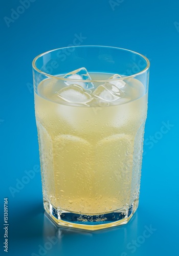 Wallpaper Mural Icy Yellow Beverage in Glass on Blue Background Torontodigital.ca