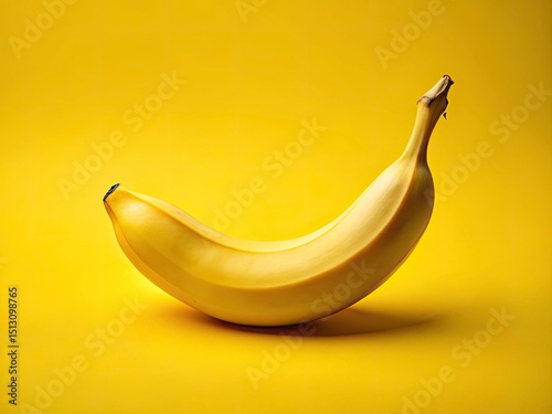 Minimalist Banana Closeup, Yellow Background, Fruit Photography, Simple Food Image