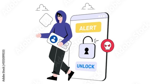 Wallpaper Mural Cybercrime 2D Flat Animation. Torontodigital.ca