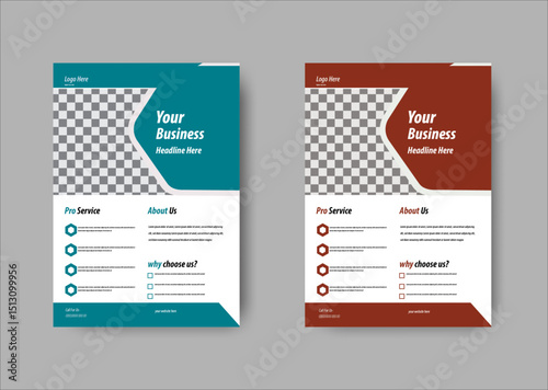 Clean and Minimal A4 Size corporate business flyer design with two color variation.
