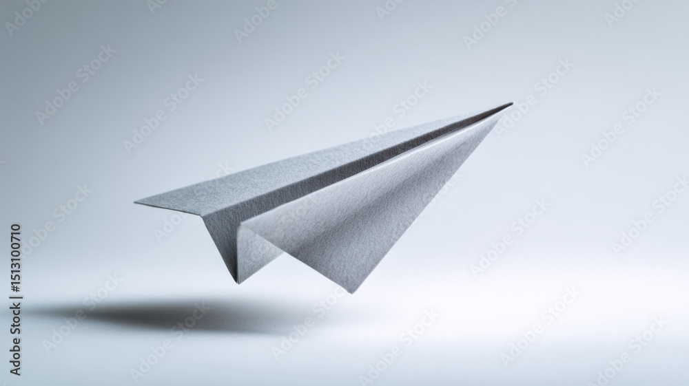 A paper airplane soaring gracefully against a simple background, symbolizing dreams, travel A paper airplane soaring gracefully against a simple background, symbolizing dreams, travel