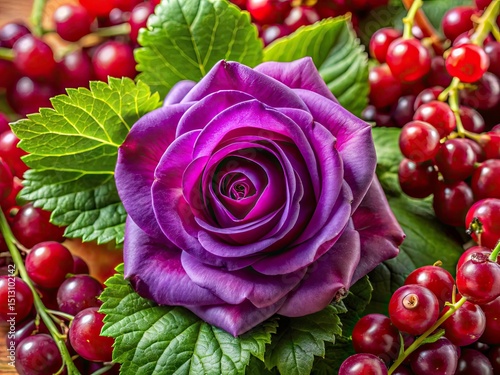 Purple Rose Currant Leaves Still Life Photography - Rule of Thirds Composition