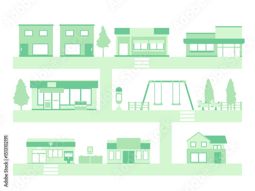 色の街並みのイラスト