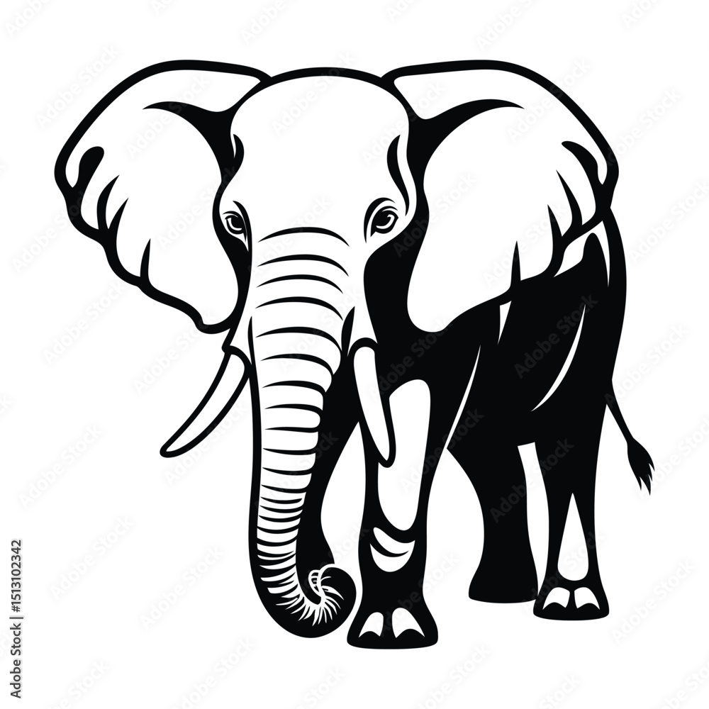Fototapeta premium Elephant silhouette of simple minimal vector